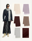 Firelady Fur shimmer Merino wool and cashmere fringe scarf color collection for women