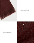 Firelady Fur shimmer scarf handmade fringe and classic rib knit details