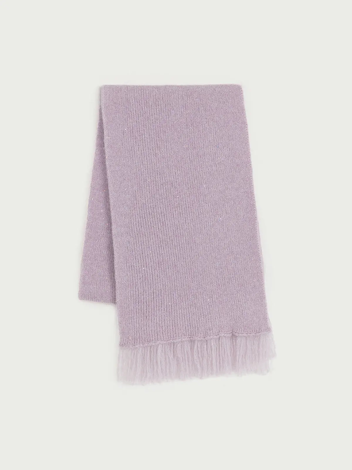 Firelady Fur purple shimmer Merino wool and cashmere fringe scarf for women