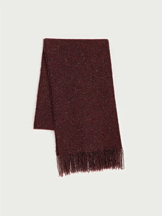 Firelady Fur reddish-brown shimmer Merino wool and cashmere fringe scarf for women