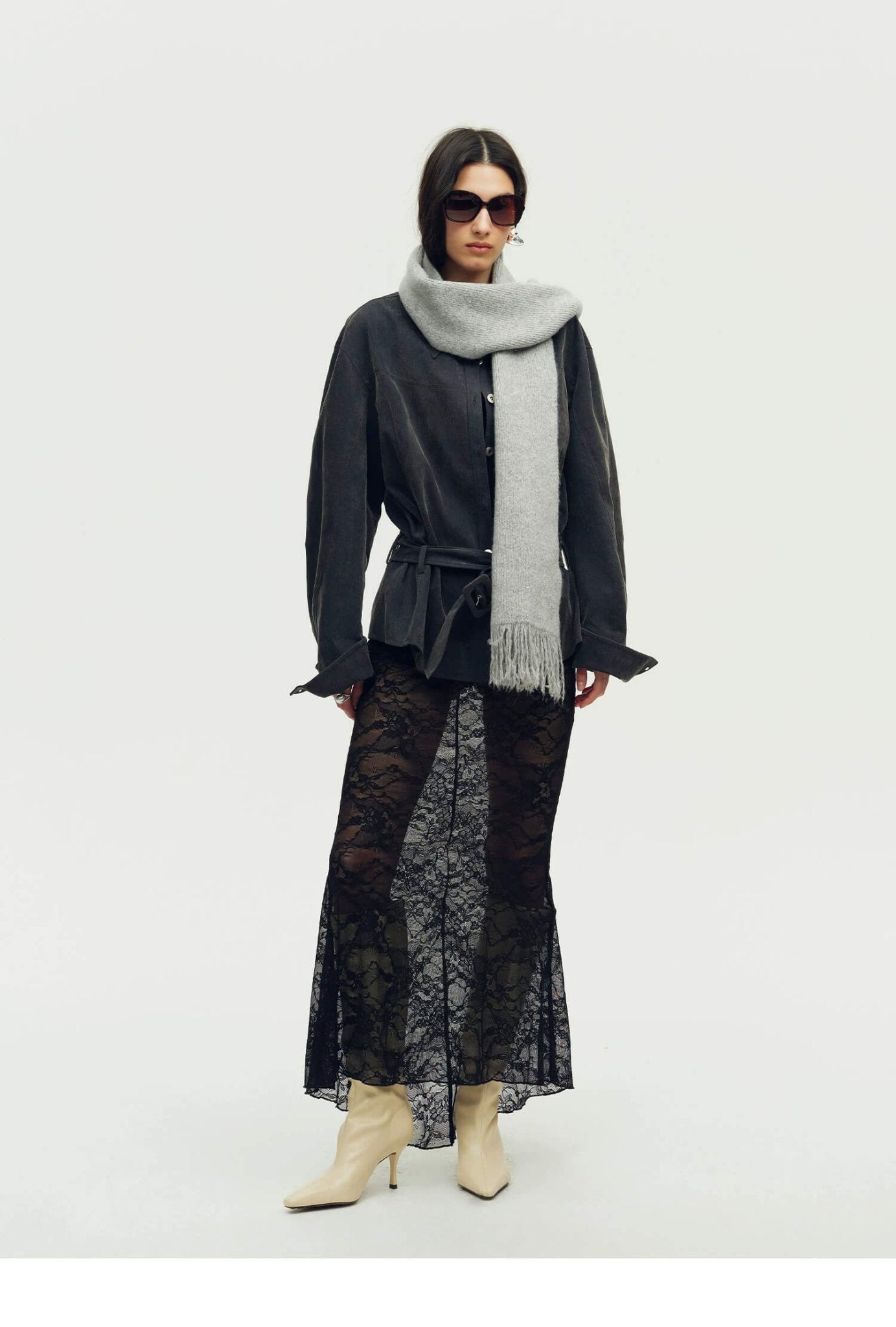 Firelady Fur Soft Shimmer Merino Wool & Cashmere Fringe Scarf with Metallic SparkleFirelady Fur