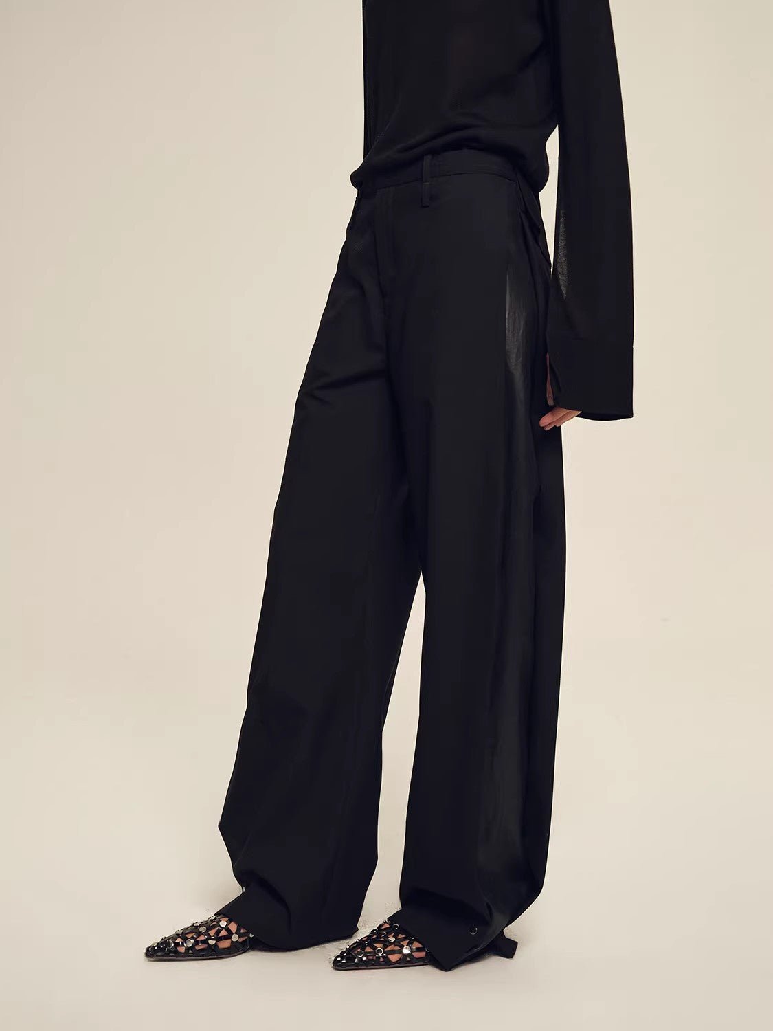Firelady Fur Textured Fine Wool Four - Button Wide - Leg Trousers"Urban Film ” - variant_title