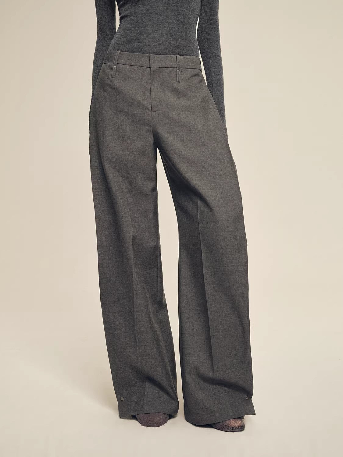 Firelady Fur Textured Fine Wool Four - Button Wide - Leg Trousers"Urban Film ” - variant_title