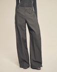 Firelady Fur Textured Fine Wool Four - Button Wide - Leg Trousers"Urban Film ” - variant_title
