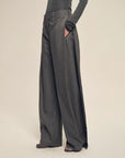 Firelady Fur Textured Fine Wool Four - Button Wide - Leg Trousers"Urban Film ” - variant_title