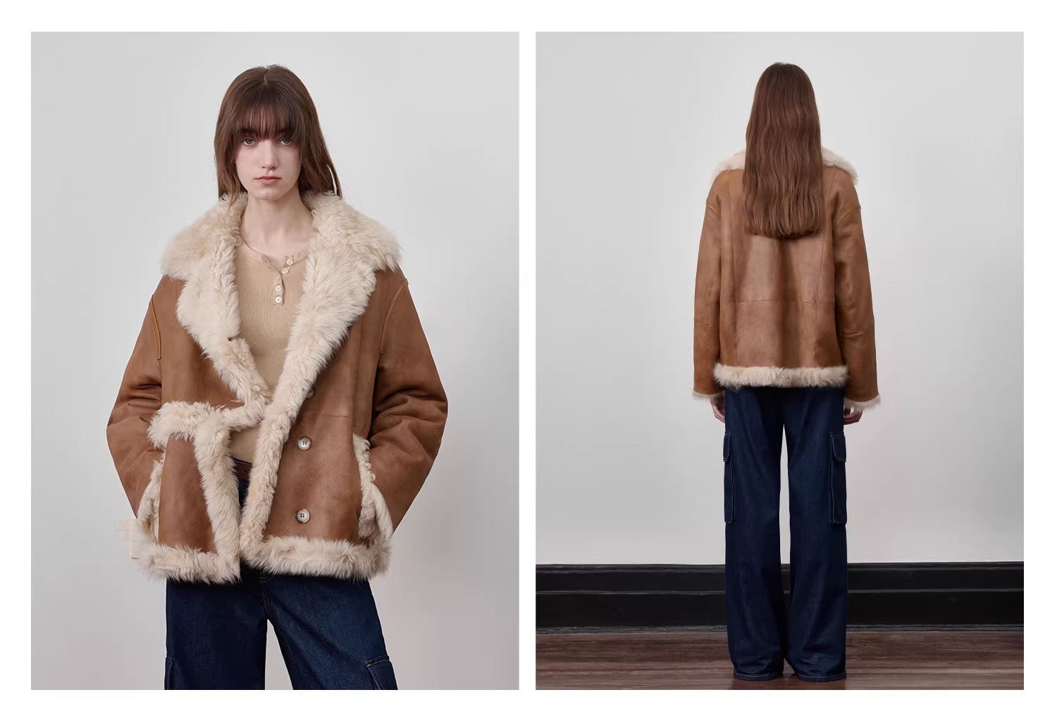 Firelady Fur Toscana Shearling Coat | Asymmetric Oversized Fur Leather Jacket "Oppenheimer"
