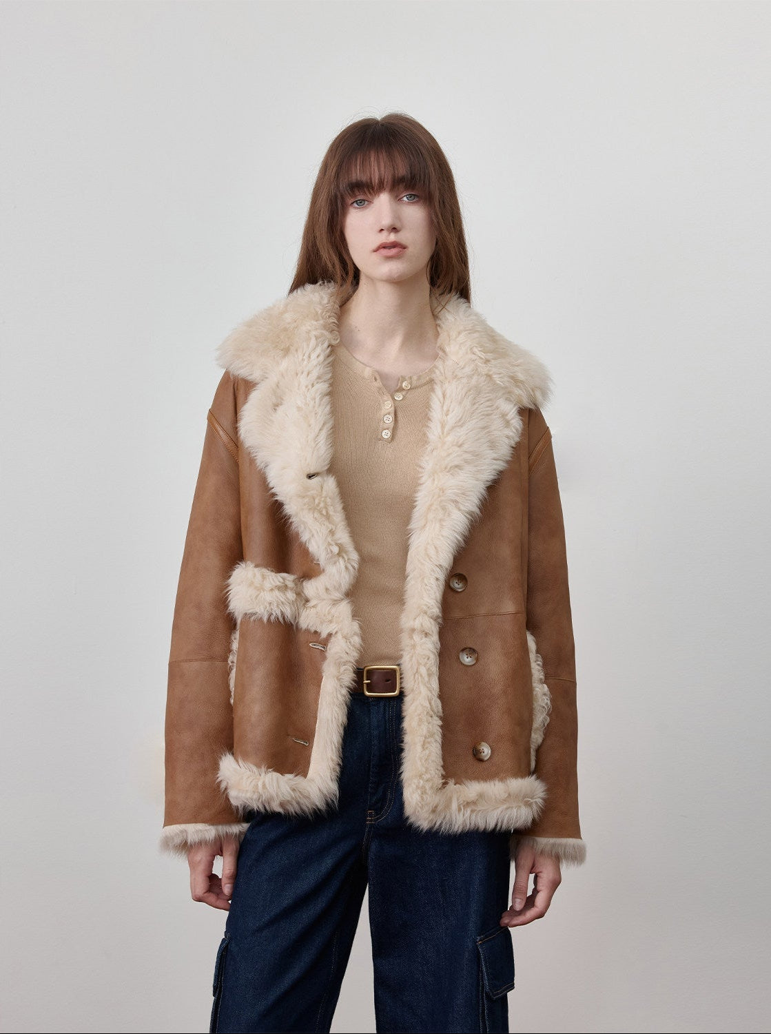 Firelady Fur Toscana Shearling Coat | Asymmetric Oversized Fur Leather Jacket "Oppenheimer"