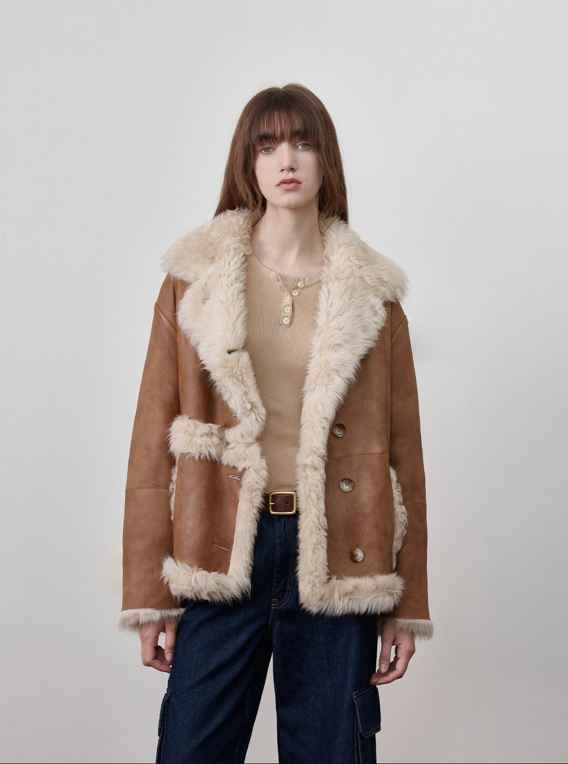 Firelady Fur Toscana Shearling Coat | Asymmetric Oversized Fur Leather Jacket "Oppenheimer"