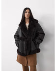 Firelady Fur Toscana Shearling Coat | Asymmetric Oversized Fur Leather Jacket "Oppenheimer"