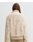 Back view of Firelady Fur William Cream Frost Cream Apricot rex rabbit fur knit jacket