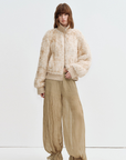 Firelady Fur William Cream Frost Cream Apricot rabbit fur knit jacket styled front outfit