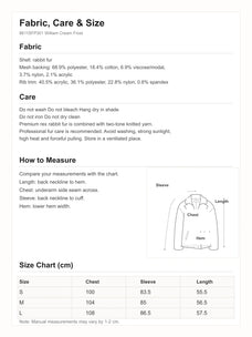 Firelady Fur William Cream Frost rabbit fur knit jacket fabric care and size chart