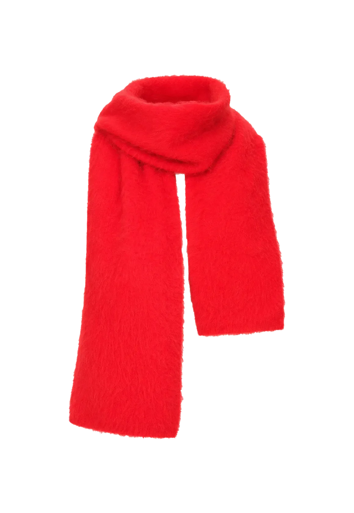 Red alpaca wool scarf for women with soft brushed texture