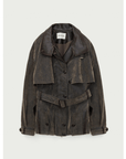 Firelady Fur Women's Belted Trench Coat - Drop Shoulder Short Jacket “Retro Traveler Style” - variant_title