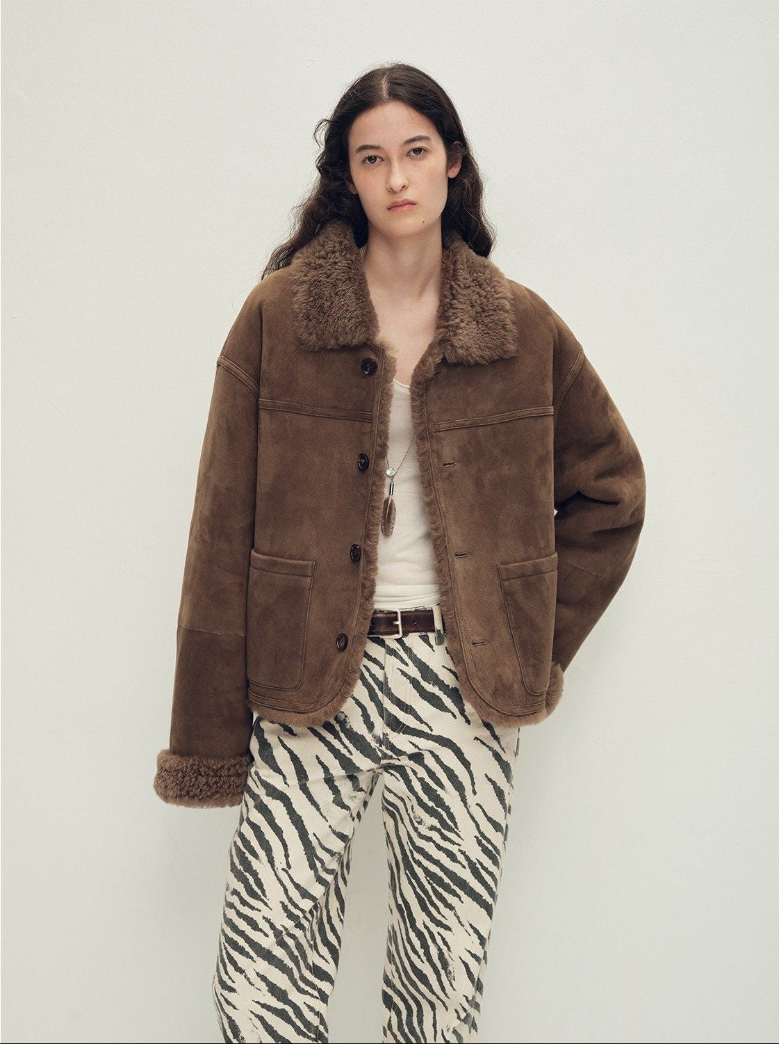 Firelady Fur Women‘s Contrast - Collar Shearling Coat with Shaved Leather Trim & Merino Shearling - variant_title