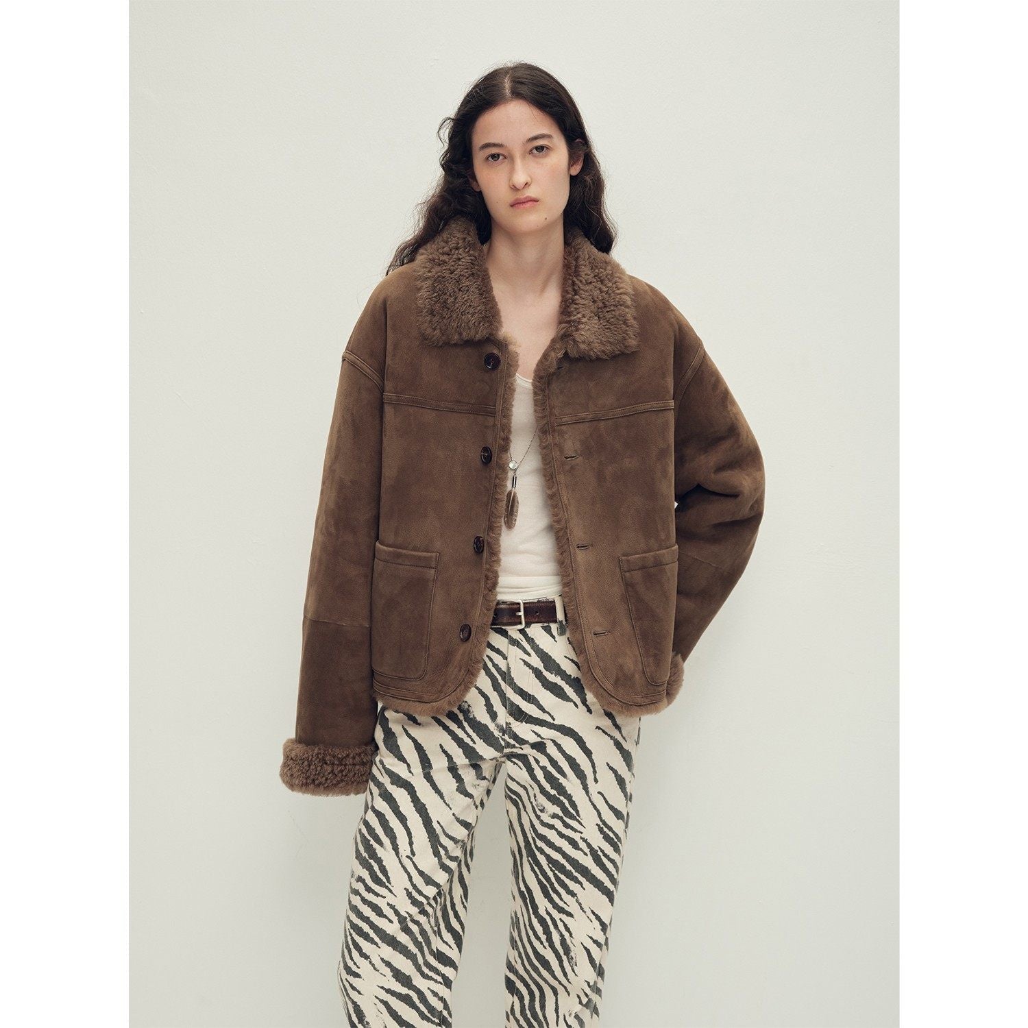 Firelady Fur Women‘s Contrast - Collar Shearling Coat with Shaved Leather Trim & Merino Shearling - variant_title