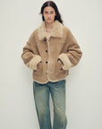 Firelady Fur Women‘s Contrast - Collar Shearling Coat with Shaved Leather Trim & Merino Shearling - variant_title