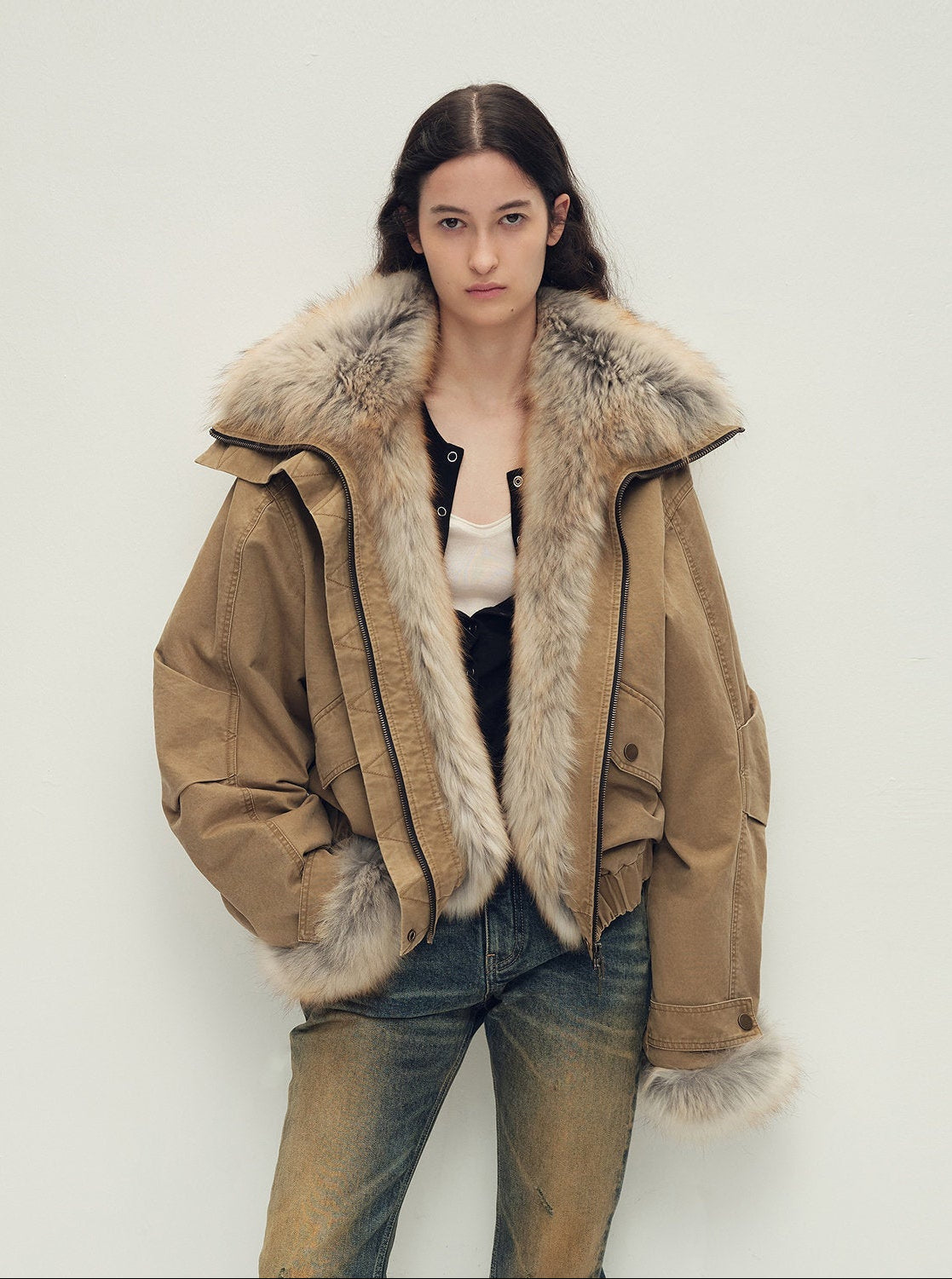 Firelady Fur Women‘s Cropped Fur Parka with Raccoon Fur Trim & 90% Goose Down | Multi - Pocket Utility Style “Nordic Woods” - variant_title