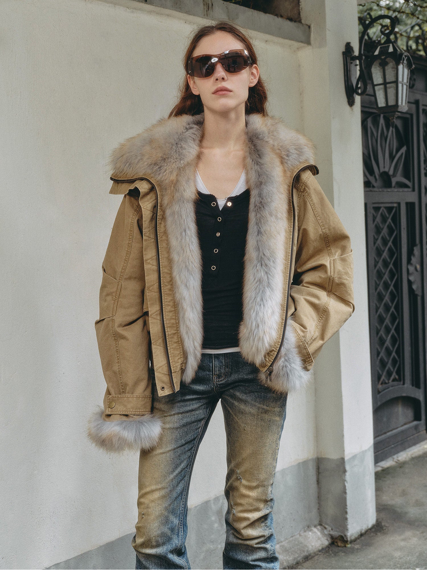 Firelady Fur Women‘s Cropped Fur Parka with Raccoon Fur Trim &amp; 90% Goose Down | Multi - Pocket Utility Style “Nordic Woods” - variant_title