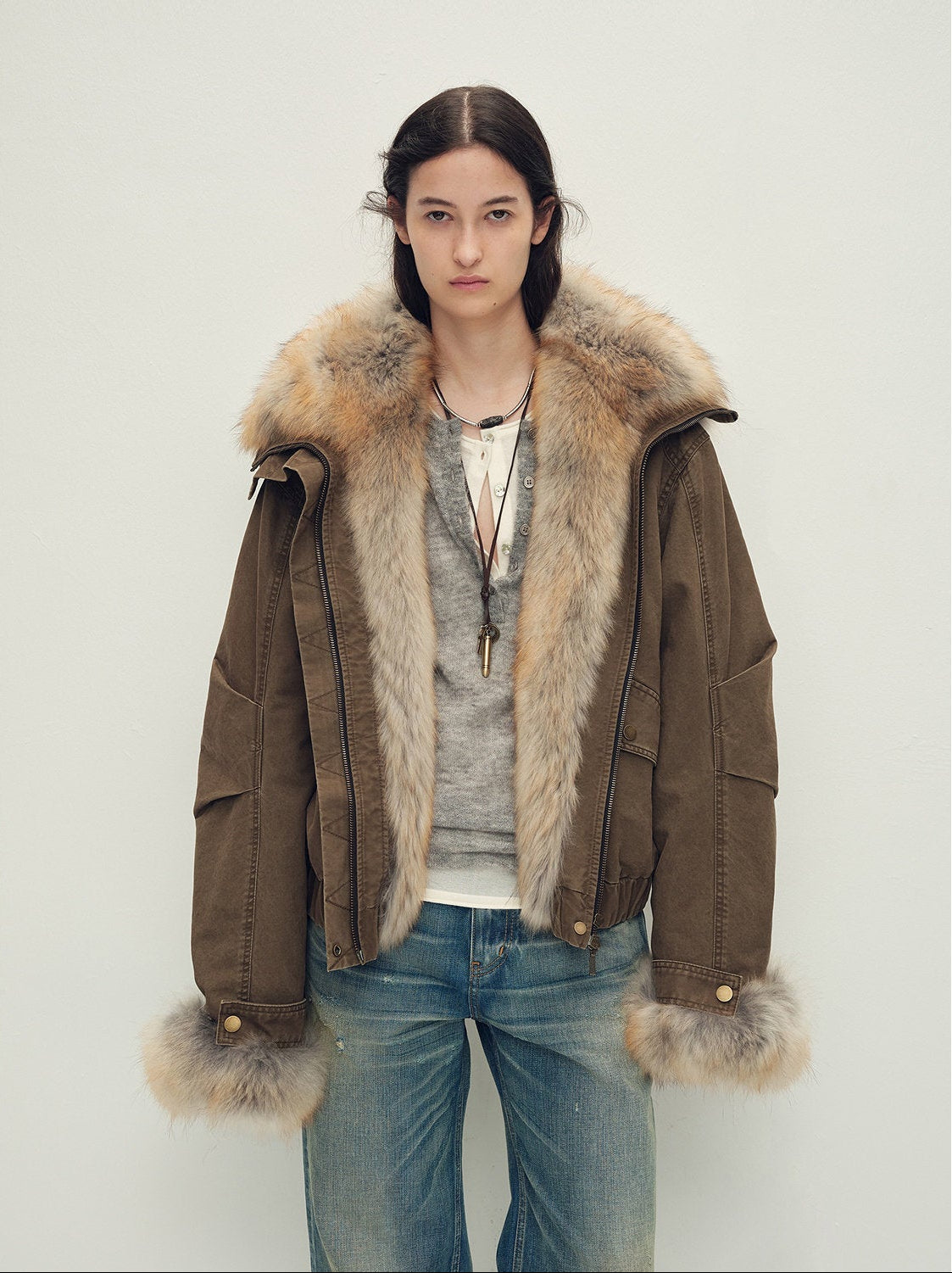 Firelady Fur Women‘s Cropped Fur Parka with Raccoon Fur Trim & 90% Goose Down | Multi - Pocket Utility Style “Nordic Woods” - variant_title