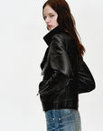 Firelady Fur Women’s Cropped Lambskin Leather Moto Jacket – Soft, Lightweight FitFirelady Fur