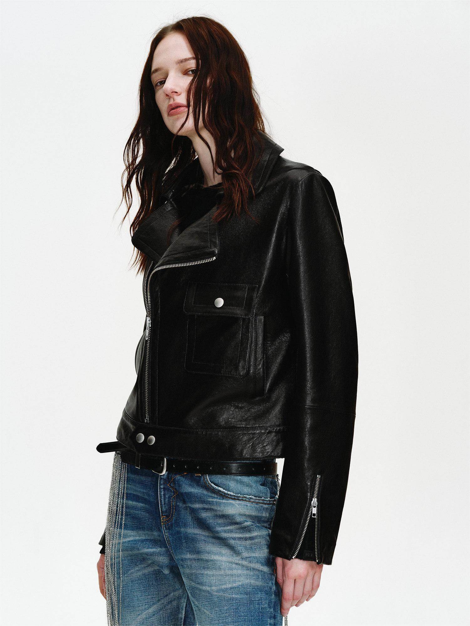 Firelady Fur Women’s Cropped Lambskin Leather Moto Jacket – Soft, Lightweight FitFirelady Fur