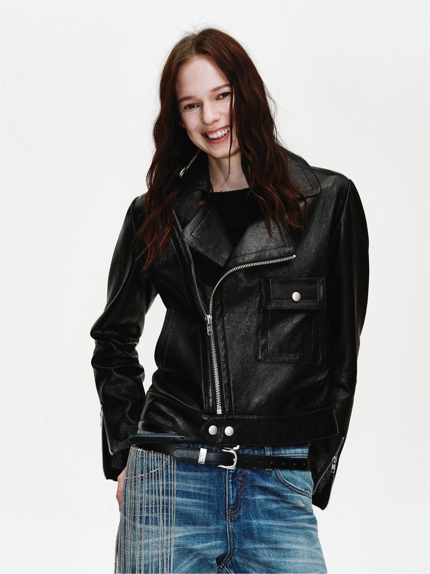 Firelady Fur Women’s Cropped Lambskin Leather Moto Jacket – Soft, Lightweight FitFirelady Fur