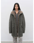 Firelady Fur Women's Denim Down Parka with Detachable Hood & 90% Goose Down - Workwear Style "Cool Denim Fabric" - variant_title