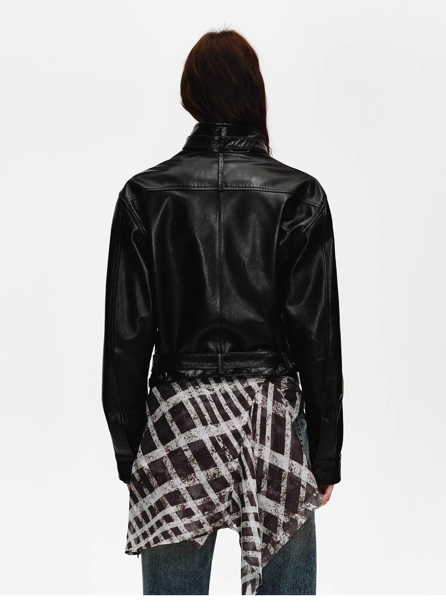 Firelady Fur Women's Double - Breasted Waxed Sheepskin Biker Coat - Belted "Heartbeat Radio"
