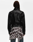 Firelady Fur Women's Double - Breasted Waxed Sheepskin Biker Coat - Belted "Heartbeat Radio"