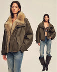 Firelady Fur Women's down fur parka Coyote and Raccoon Fur Collar - “The long night is coming”