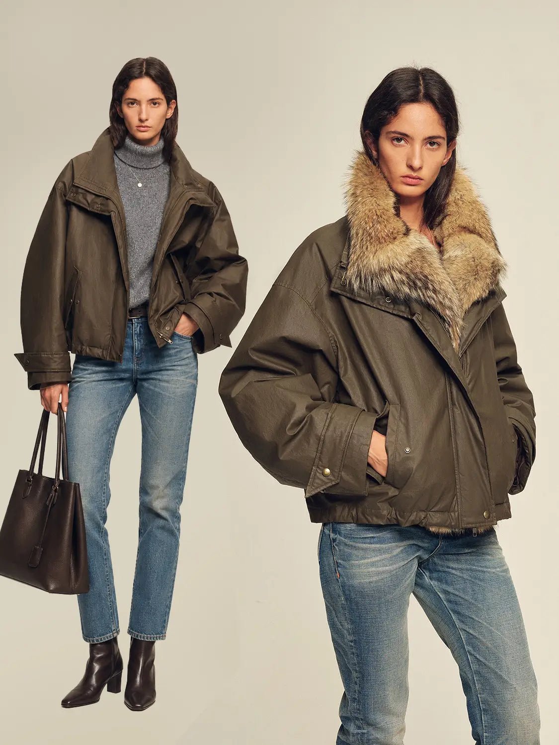 Firelady Fur Women's down fur parka Coyote and Raccoon Fur Collar - “The long night is coming”Firelady Fur