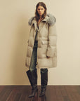 Firelady Fur Women's Down Parka with Detachable Fox Fur Collar & 90% Goose Down "Blue Winter Style" - variant_title