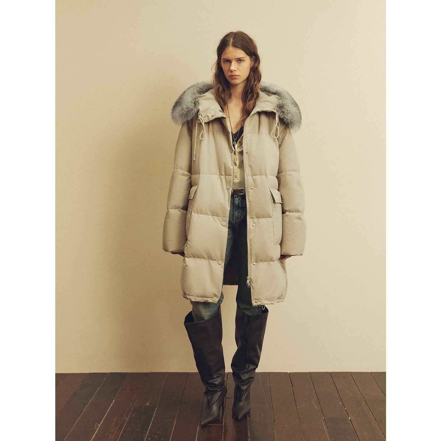 Firelady Fur Women's Down Parka with Detachable Fox Fur Collar &amp; 90% Goose Down "Blue Winter Style" - variant_title