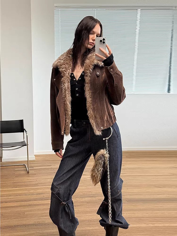 Denim fur trim parka reference for rain snow and drying care decisions