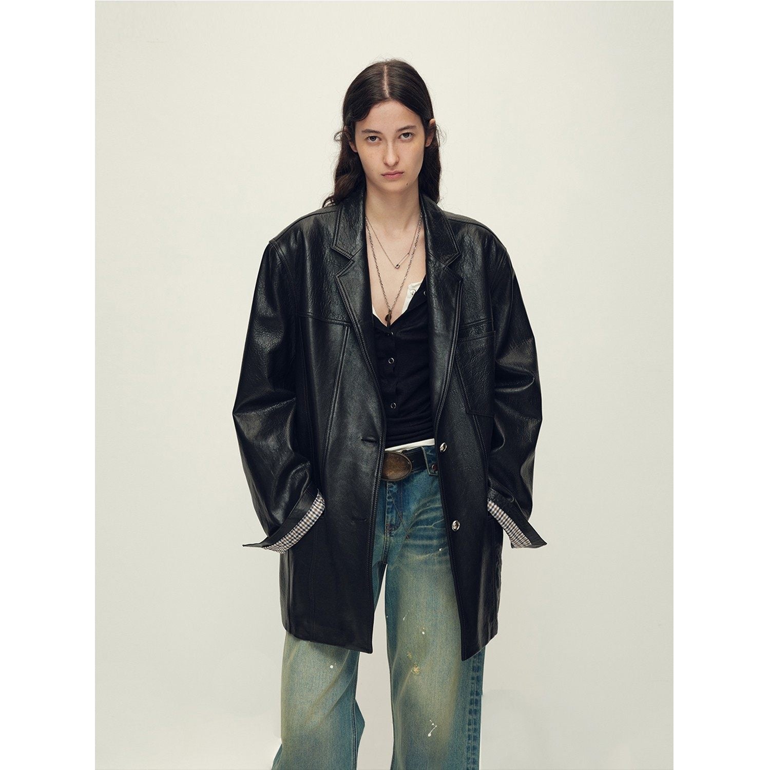 Firelady Fur Women‘s Genuine Lambskin Leather Jacket - Imported Vegetable - Tanned Suede, “Oversized Leather Blazer” - variant_title