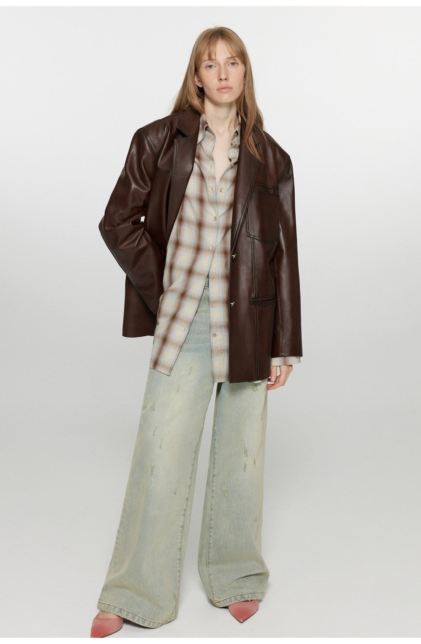 Firelady Fur Women‘s Genuine Lambskin Leather Jacket - Imported Vegetable - Tanned Suede, “Oversized Leather Blazer” - variant_title