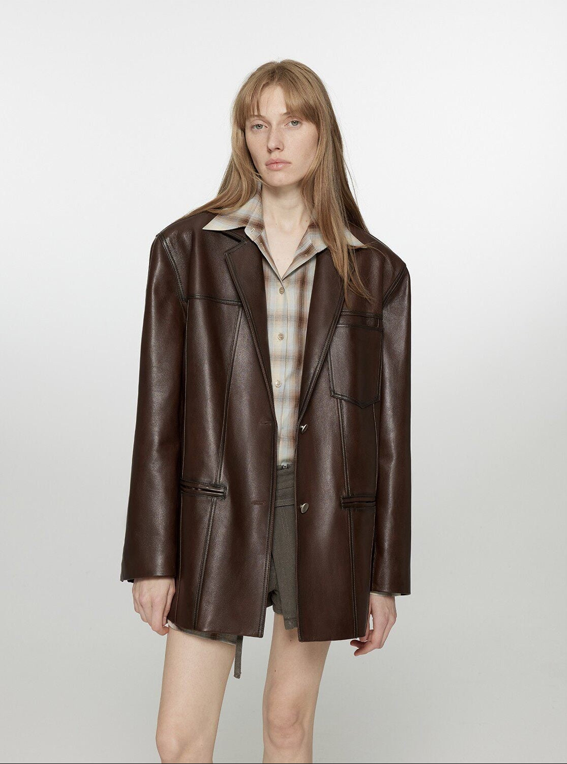 Firelady Fur Women‘s Genuine Lambskin Leather Jacket - Imported Vegetable - Tanned Suede, “Oversized Leather Blazer” - variant_title