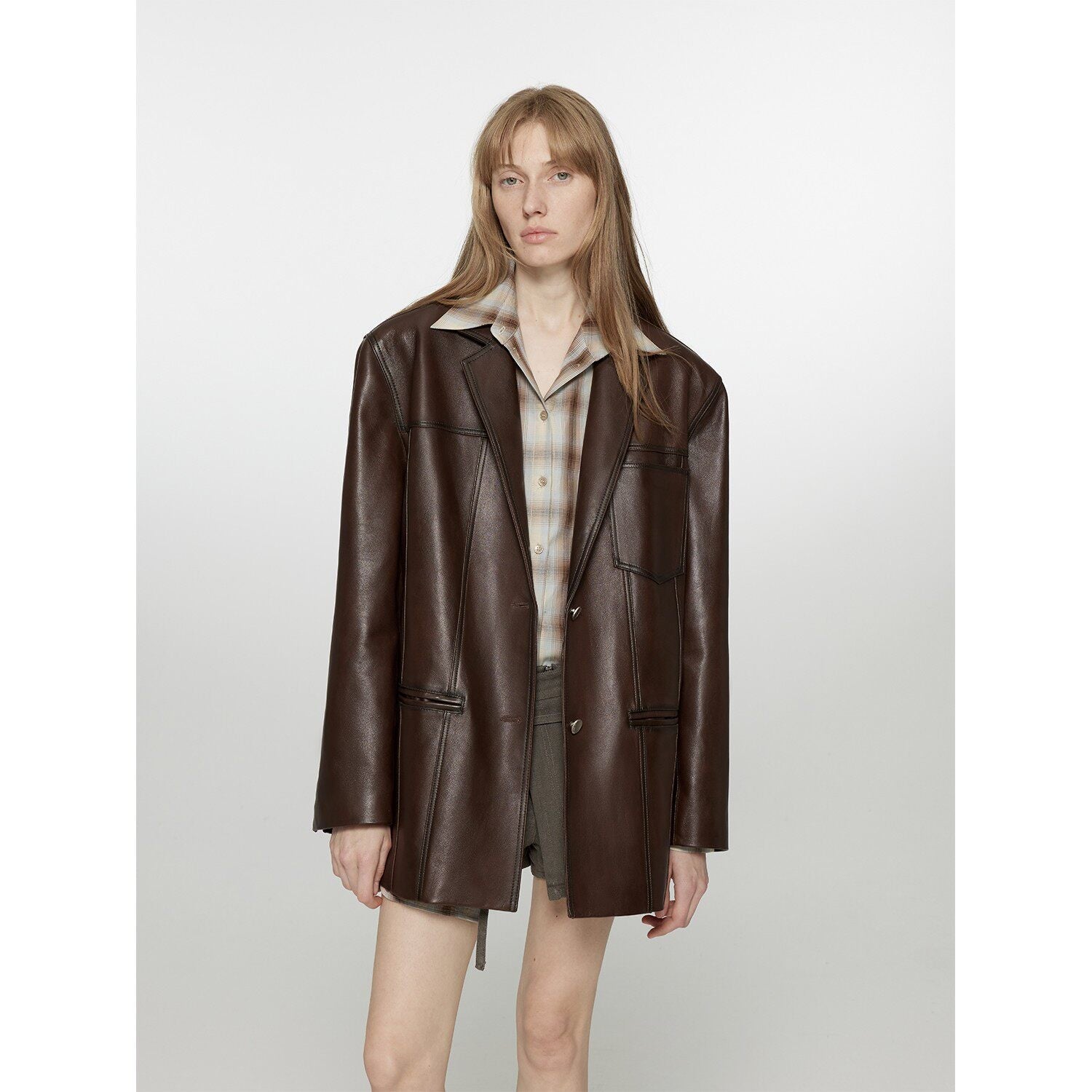 Firelady Fur Women‘s Genuine Lambskin Leather Jacket - Imported Vegetable - Tanned Suede, “Oversized Leather Blazer” - variant_title