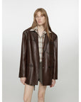Firelady Fur Women‘s Genuine Lambskin Leather Jacket - Imported Vegetable - Tanned Suede, “Oversized Leather Blazer” - variant_title