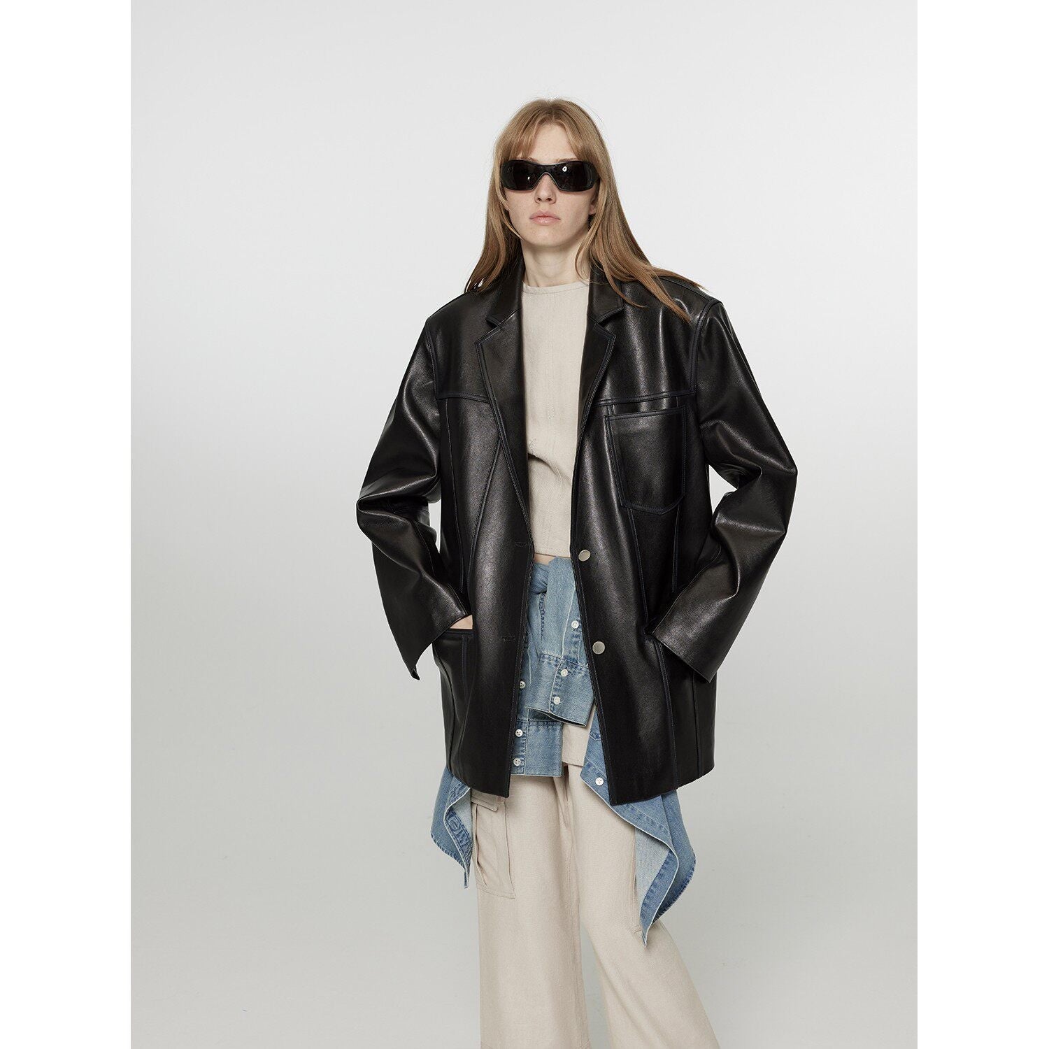 Firelady Fur Women‘s Genuine Lambskin Leather Jacket - Imported Vegetable - Tanned Suede, “Oversized Leather Blazer” - variant_title