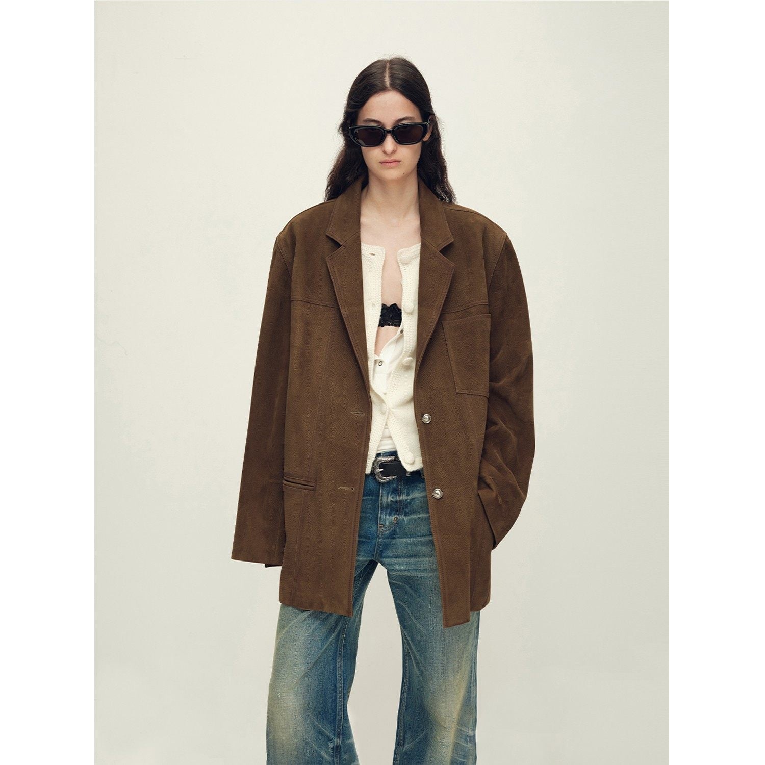 Firelady Fur Women‘s Genuine Lambskin Leather Jacket - Imported Vegetable - Tanned Suede, “Oversized Leather Blazer” - variant_title