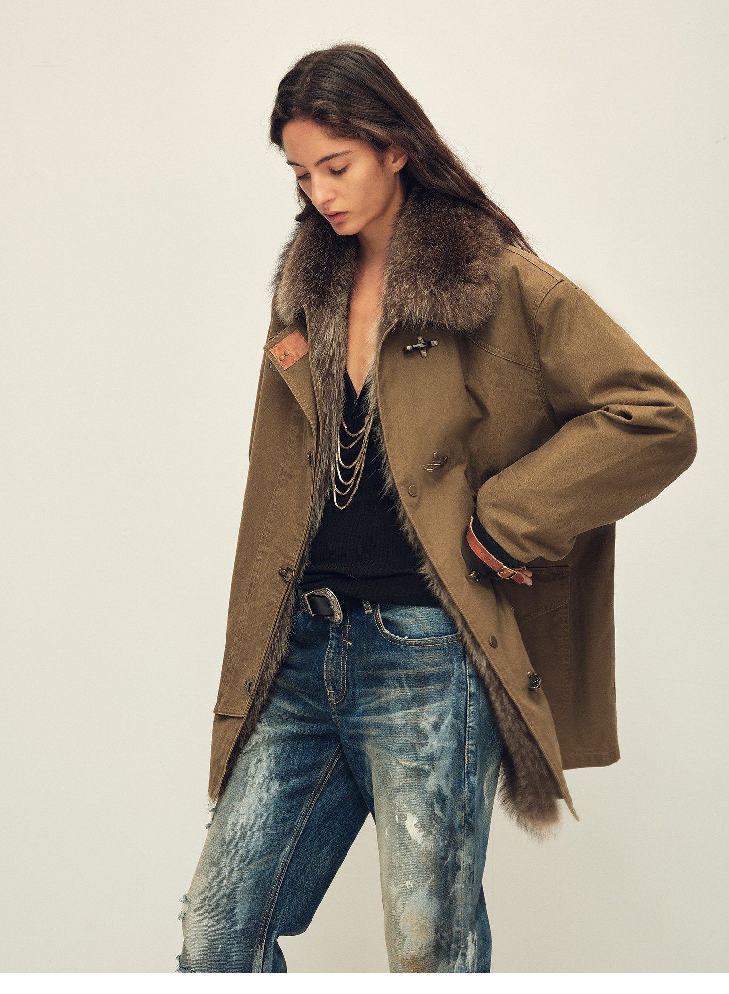 Firelady Fur Women's Goose Down Fur Parka with Detachable Raccoon