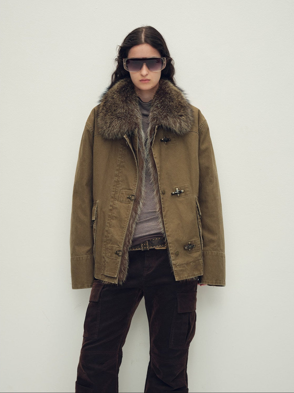 Firelady Fur Hearthside Simmer detachable raccoon fur hood parka styling view