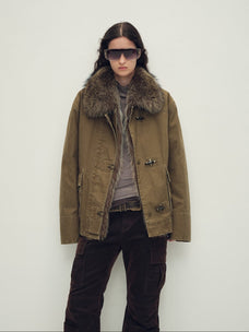 Firelady Fur Hearthside Simmer detachable raccoon fur hood parka styling view