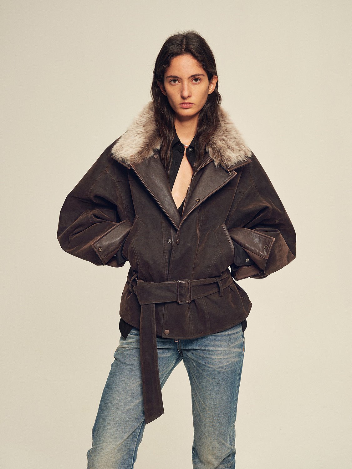 Firelady Fur Women's Goose Down Parka Coat with Detachable Toscana Shearling Fur Collar“Modern Traveler” - variant_title