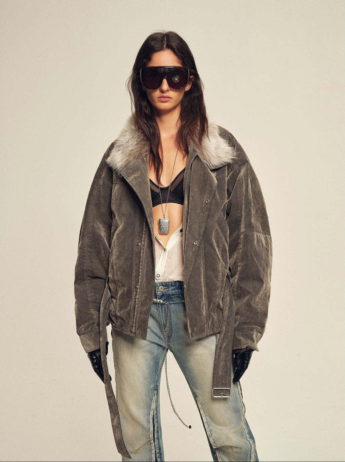 Firelady Fur Women's Goose Down Parka Coat with Detachable Toscana Shearling Fur Collar“Modern Traveler” - variant_title