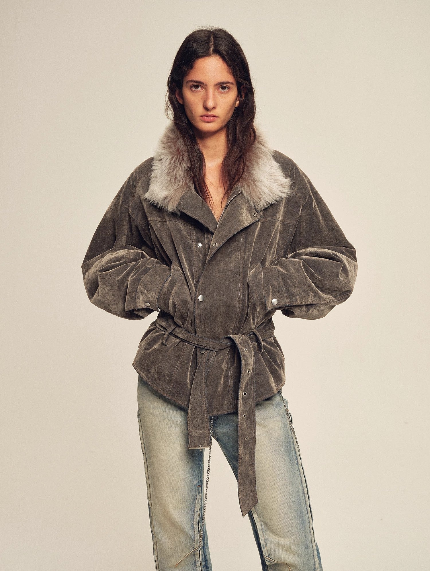 Firelady Fur Women's Goose Down Parka Coat with Detachable Toscana Shearling Fur Collar“Modern Traveler” - variant_title