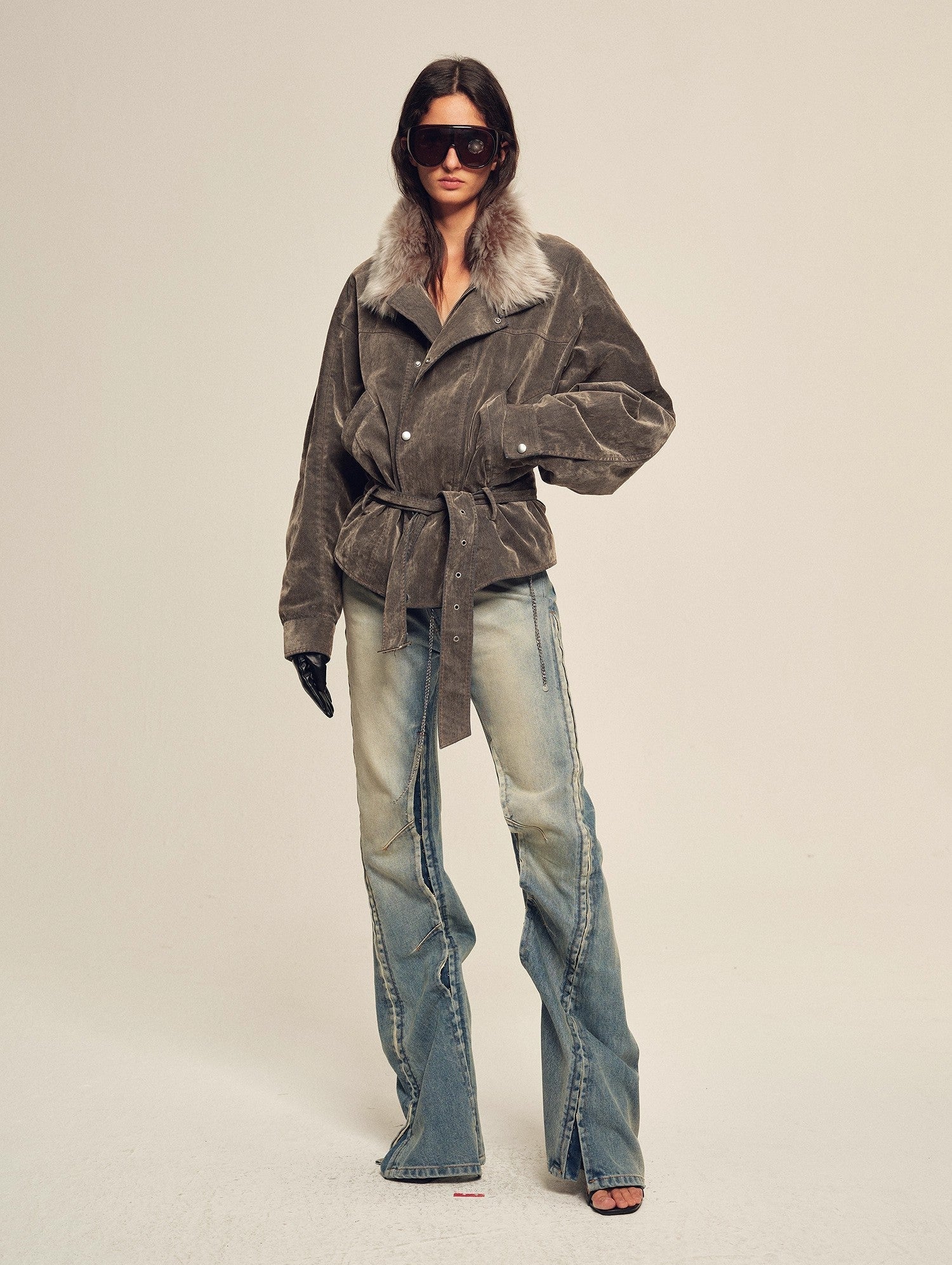 Firelady Fur Women's Goose Down Parka Coat with Detachable Toscana Shearling Fur Collar“Modern Traveler” - variant_title