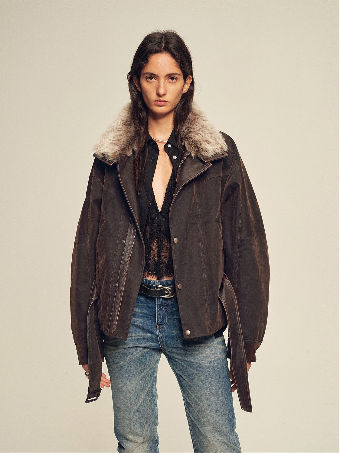 Firelady Fur Women's Goose Down Parka Coat with Detachable Toscana Shearling Fur Collar“Modern Traveler” - variant_title